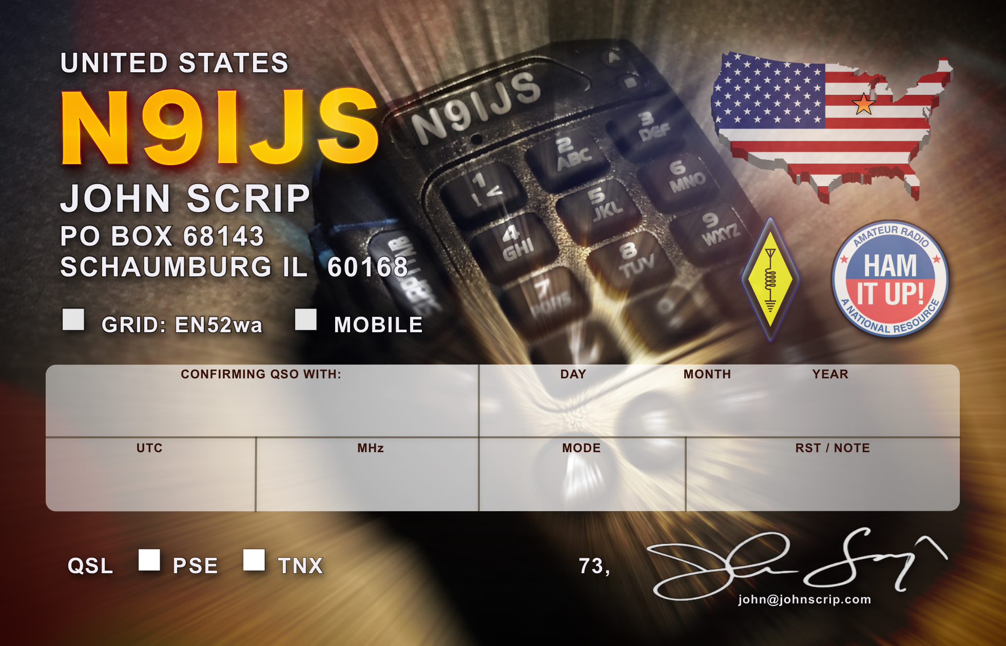 N22IJS - Custom QSL Card Design for Ham Radio Inside Qsl Card Template